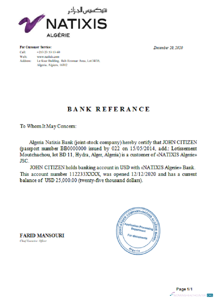 Download Algeria Natixis Algerie bank reference Photoshop template